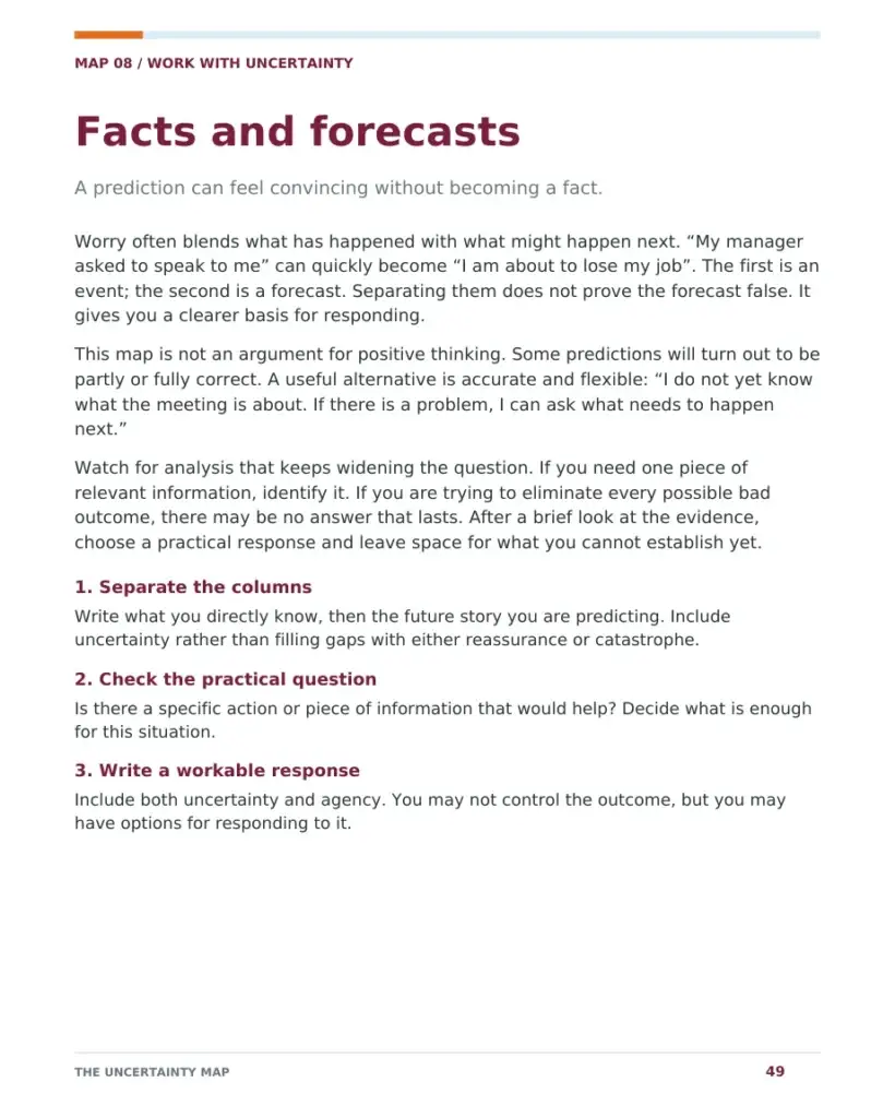 The Uncertainty Map, page 49: Read the guidance